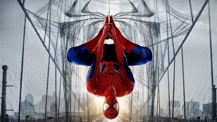 Spider-Man Hanging Upside Down from Web