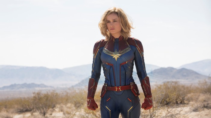Captain Marvel in a Desert Landscape