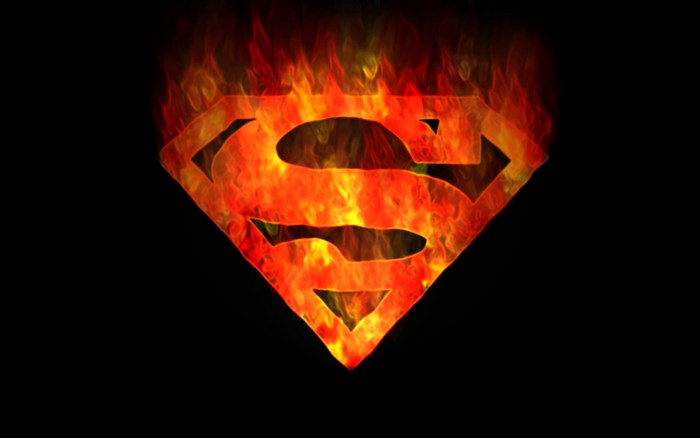 Superman logo on fire