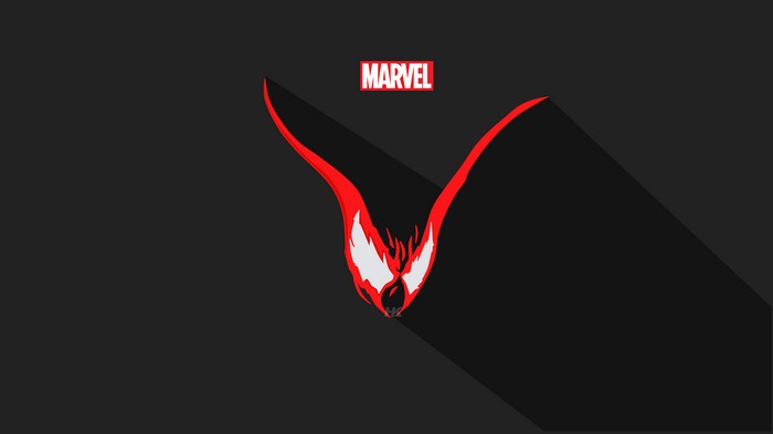 Carnage and Marvel Logo Minimalist Art 4K