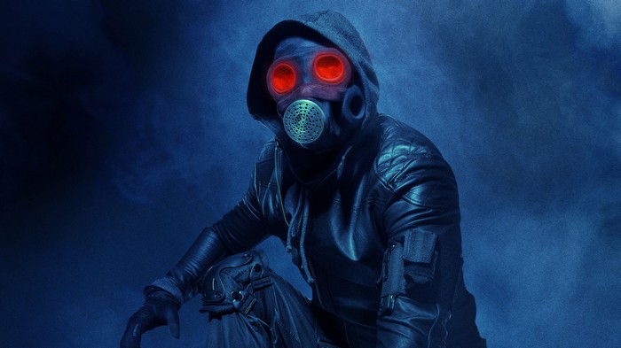The Awakener character in a gas mask