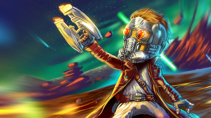 Star Lord with Blasters in Space