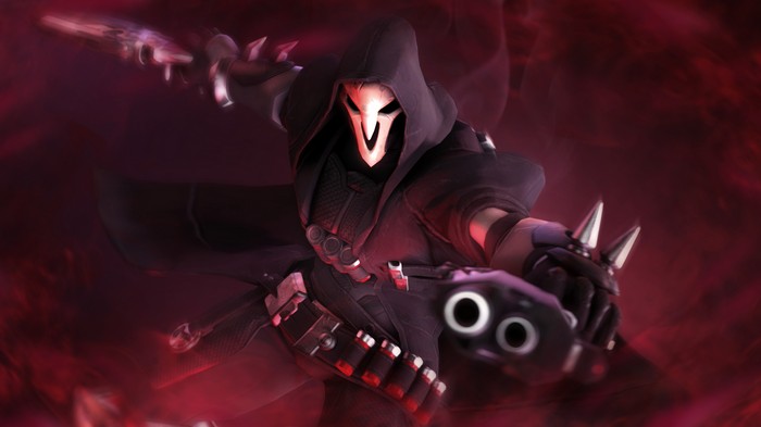 Reaper from Overwatch holding shotguns