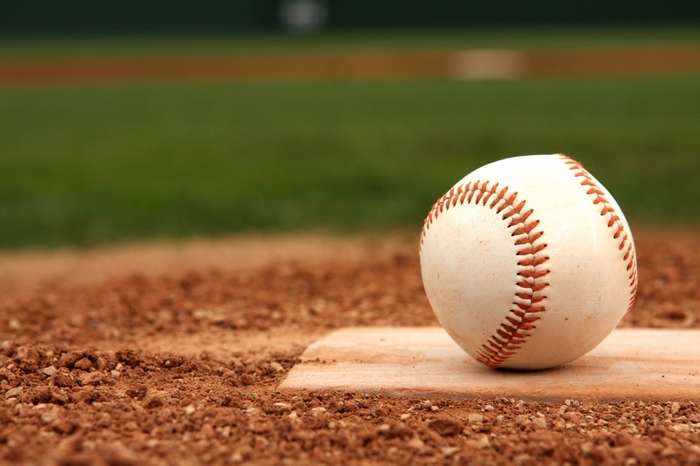 Baseball on a baseball field