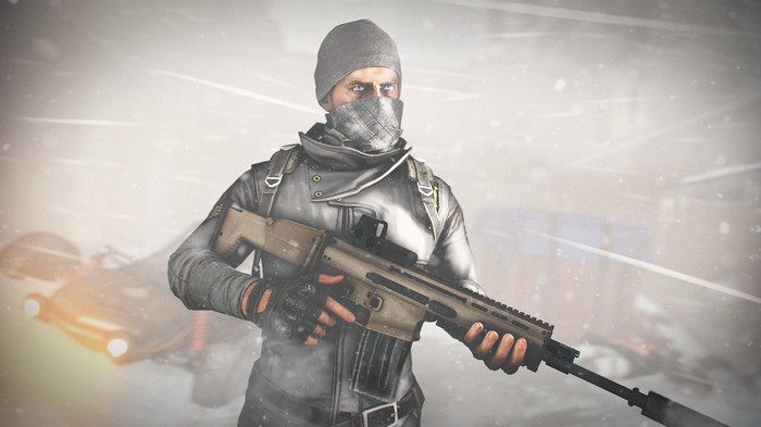 PlayerUnknown's Battlegrounds soldier with rifle in snow