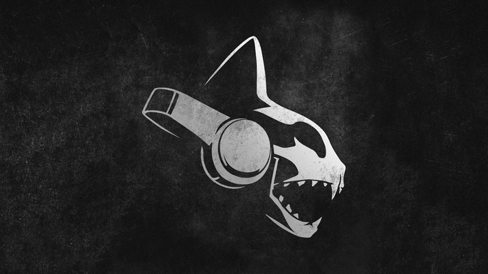 Monstercat logo with headphones on dark background