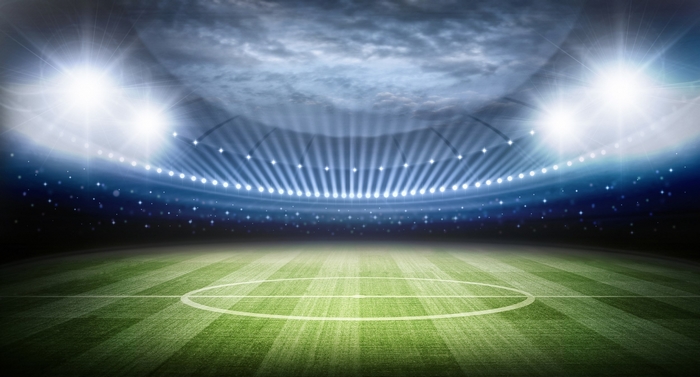 Soccer stadium with bright lights