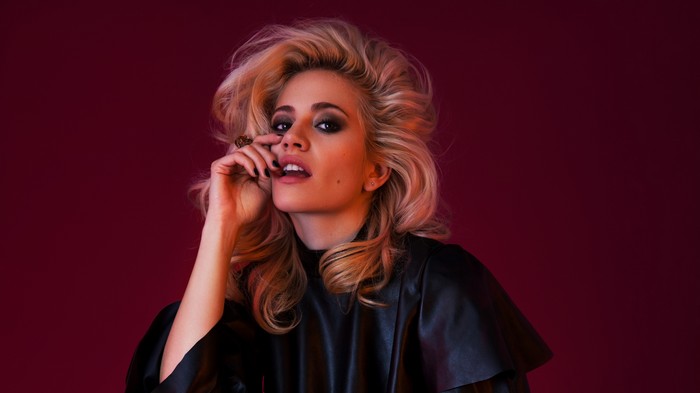 Pixie Lott in black leather outfit