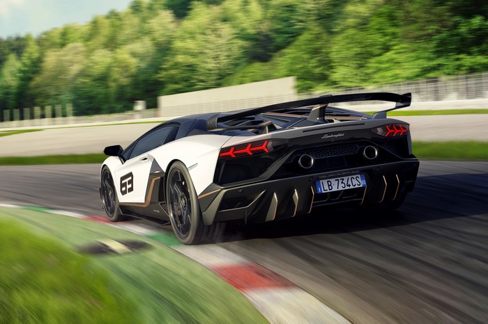 Lamborghini Aventador SVJ 63 on a race track