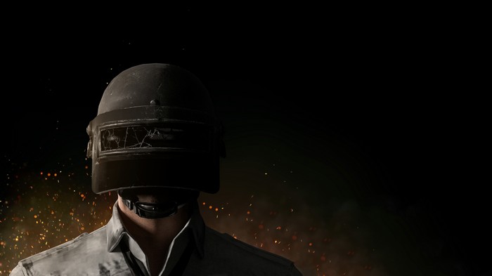 PlayerUnknown's Battlegrounds character with cracked helmet