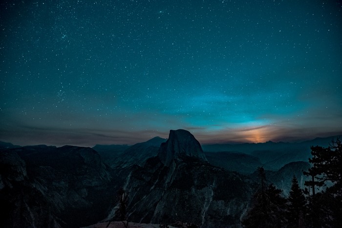 Yosemite National Park at Night with Stars