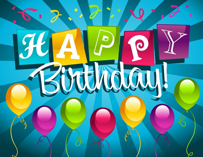 Happy Birthday balloons and confetti