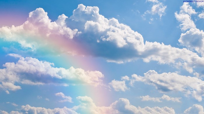 Rainbow and clouds in the sky