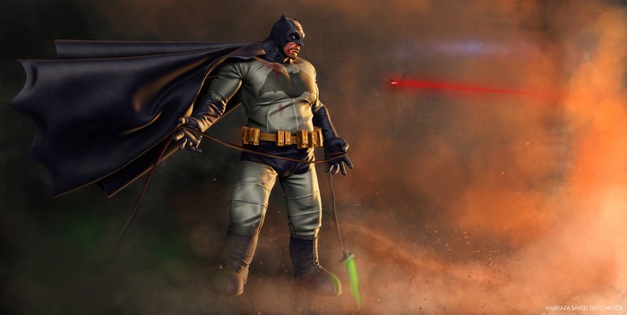 Batman Artwork with Red Laser Beam