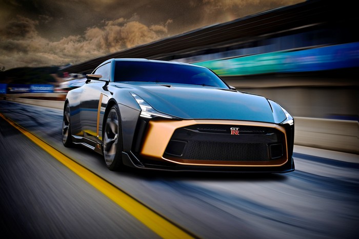 Nissan GT-R50 concept car on a race track