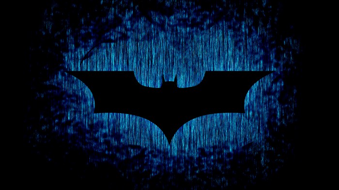 Batman logo with blue rain effect