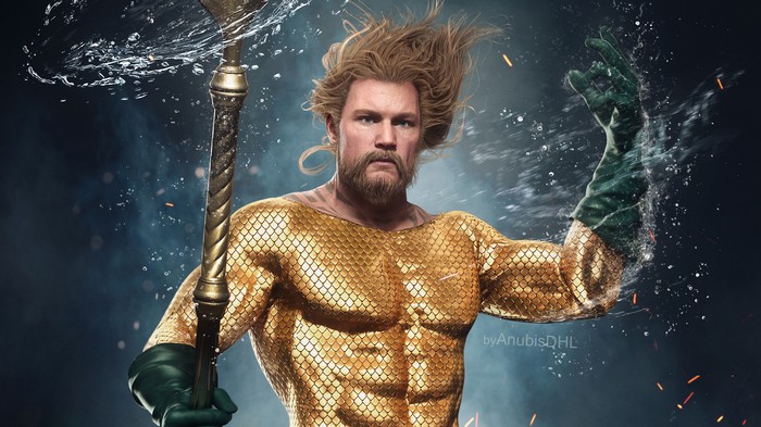 Aquaman with Trident and Golden Armor