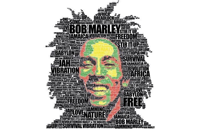 Bob Marley word art portrait