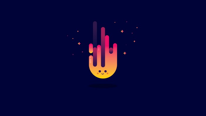 Minimalist digital art of a smiling fire character