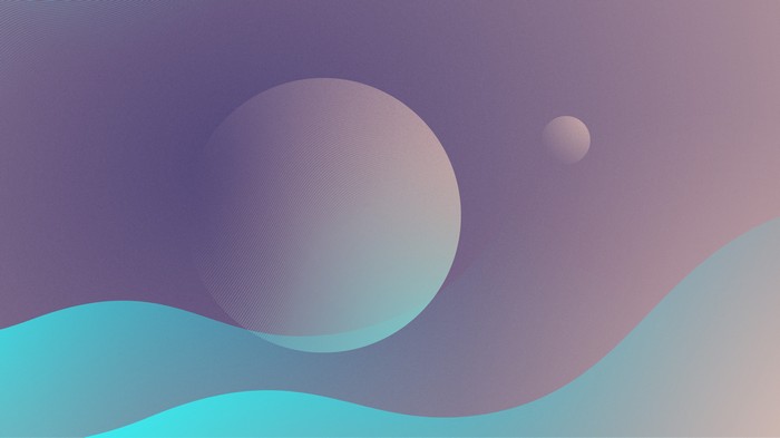 Minimalist digital art of planets and waves