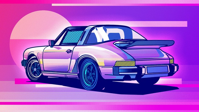 Retro Porsche 911 Targa Illustration
