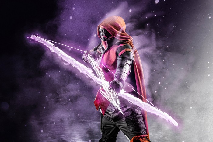 Destiny 2 Hunter Cosplay with Glowing Bow