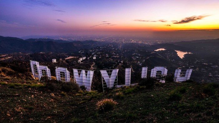 Sunset View of Iconic Hollywood Sign and Los Angeles