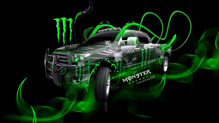 Monster Energy Themed Black Pickup Truck