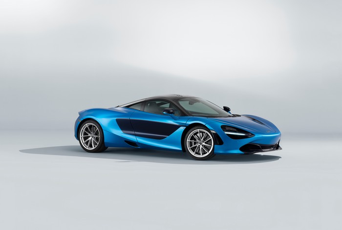 Blue McLaren 720S sports car