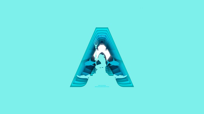 Aquaman silhouette inside layered letter A
