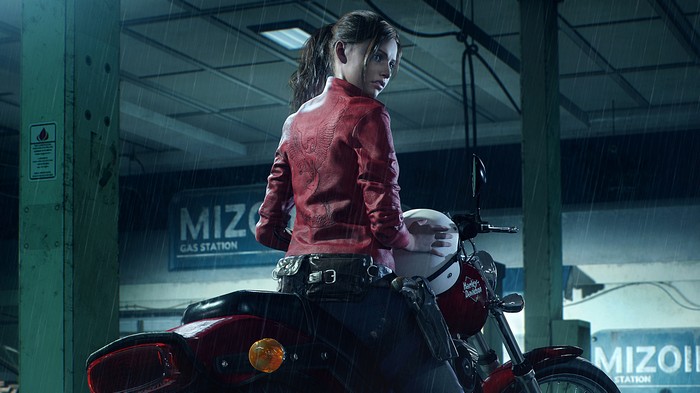 Claire Redfield on Motorcycle in Rainy Night 4K