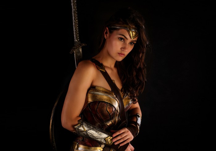 Wonder Woman cosplay with sword