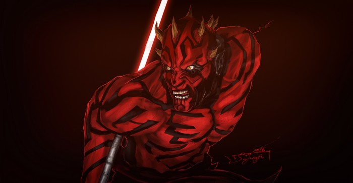 Darth Maul with a red lightsaber