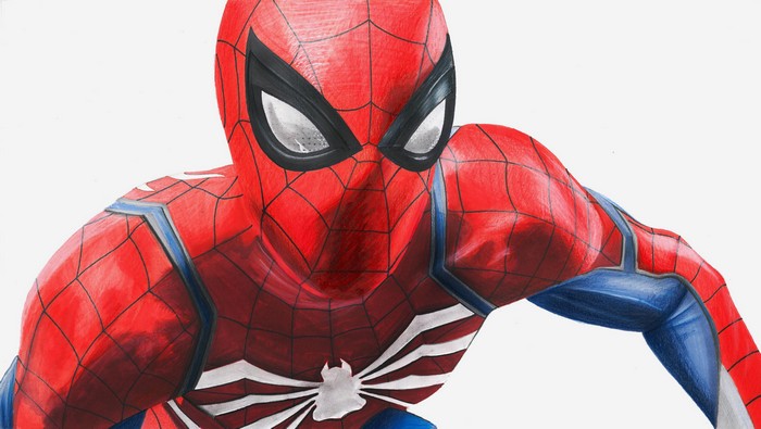 Spider-Man artwork in red and blue suit