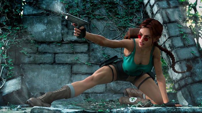 Lara Croft Tomb Raider Action Pose with Pistol
