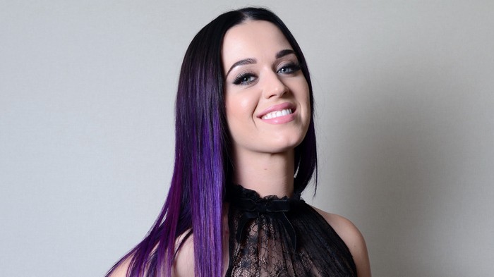 Katy Perry with purple streaks in her hair