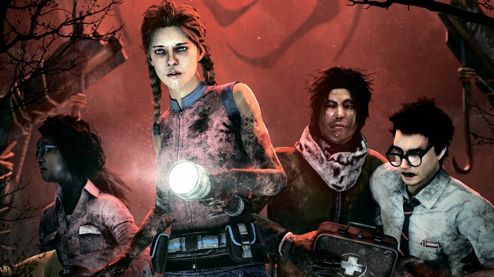 Dead by Daylight artwork featuring survivors with a flashlight and medkit