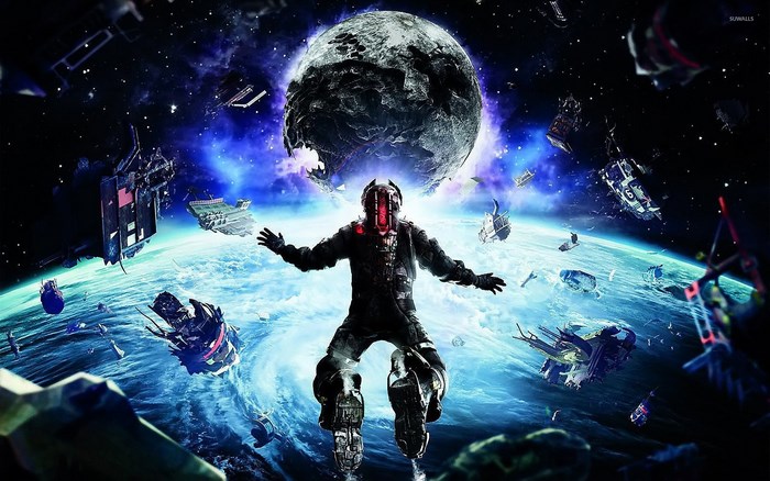 Isaac Clarke from Dead Space in space
