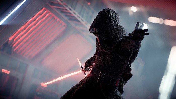 Kylo Ren with red lightsaber in Star Wars Battlefront 2 4K