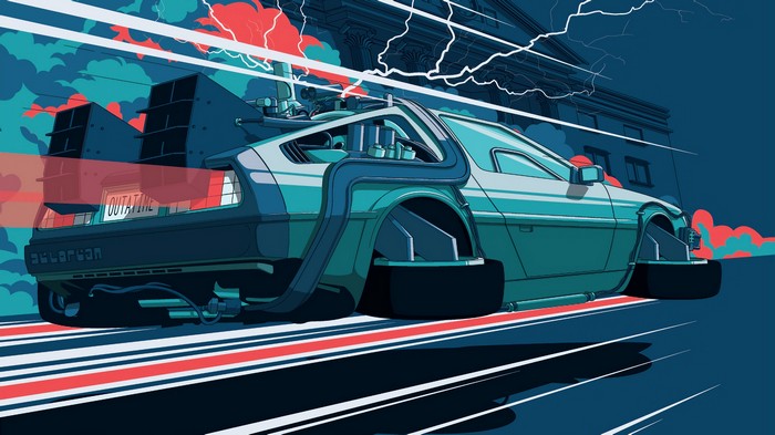 DeLorean Time Machine Artwork 4K