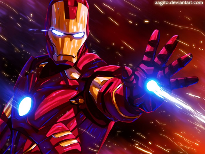 Iron Man firing repulsor blast