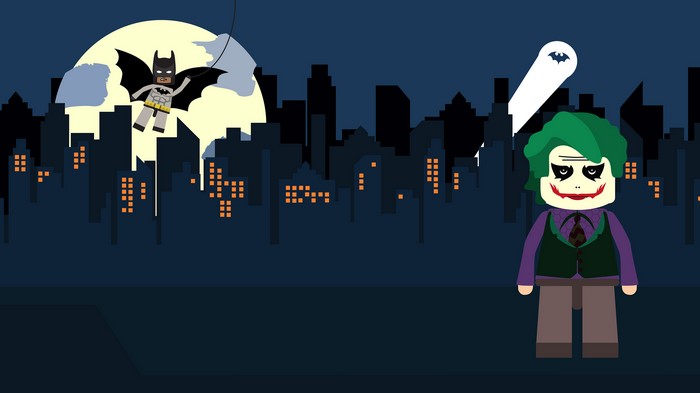 Batman and Joker in a Cityscape