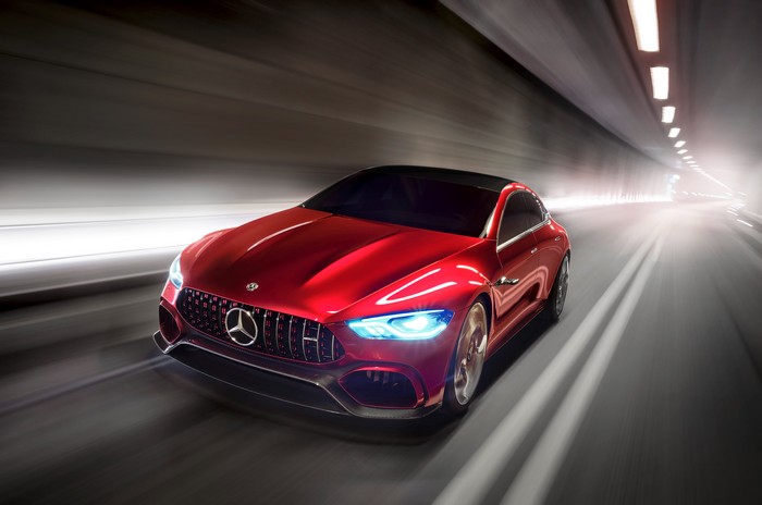 Red Mercedes AMG GT Speeding Through Tunnel 4K