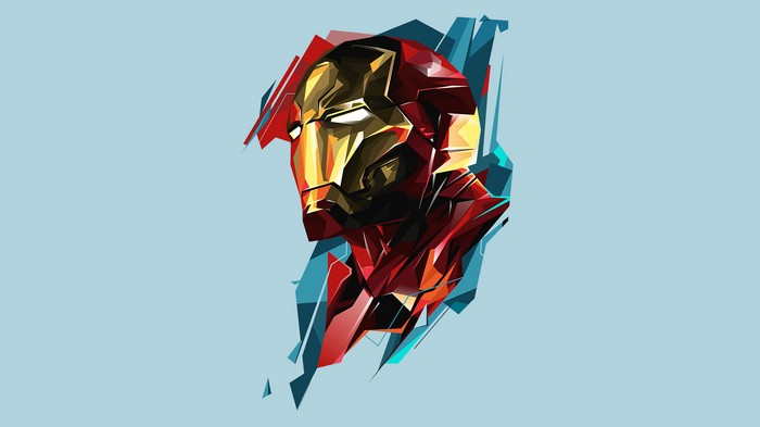 Iron Man artwork with abstract geometric elements