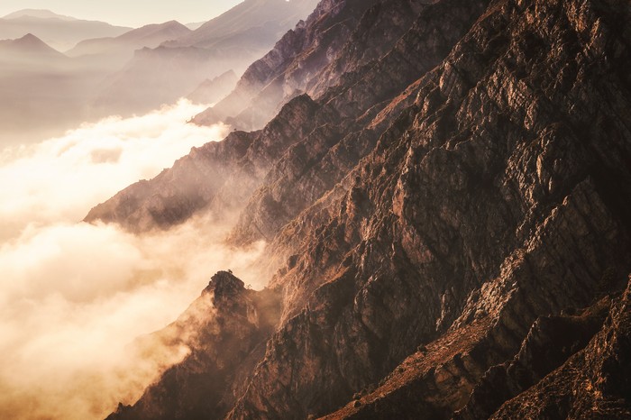 Mountains covered in a sea of clouds