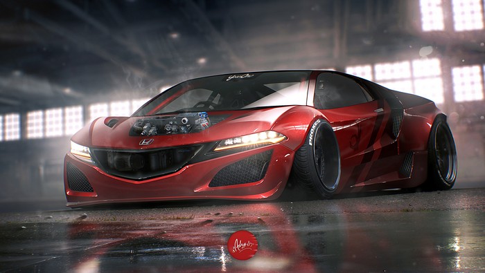 4K Honda NSX with exposed engine