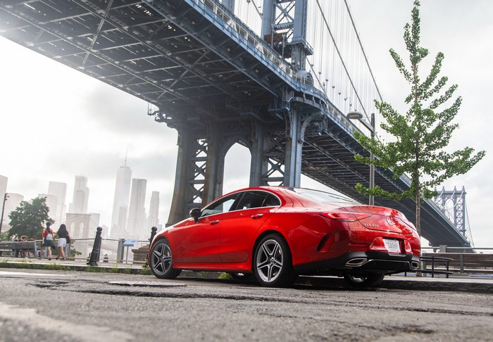Red Mercedes AMG Car Under City Bridge in 4K