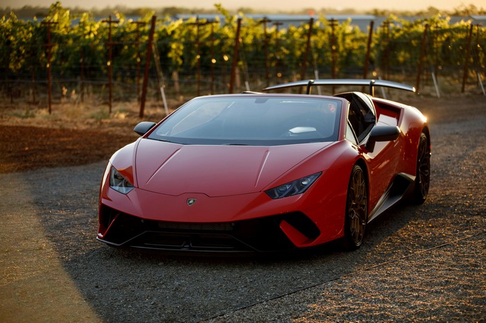 Red Lamborghini Huracan Performante convertible