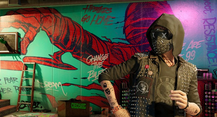 Marcus Holloway in a graffiti-covered room