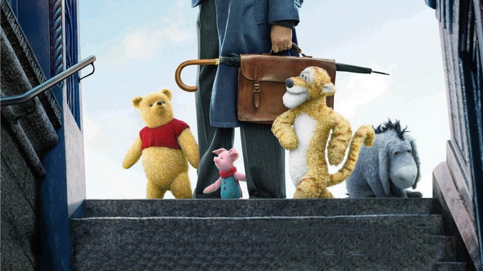 Winnie the Pooh, Tigger, Piglet, and Eeyore on Stairs